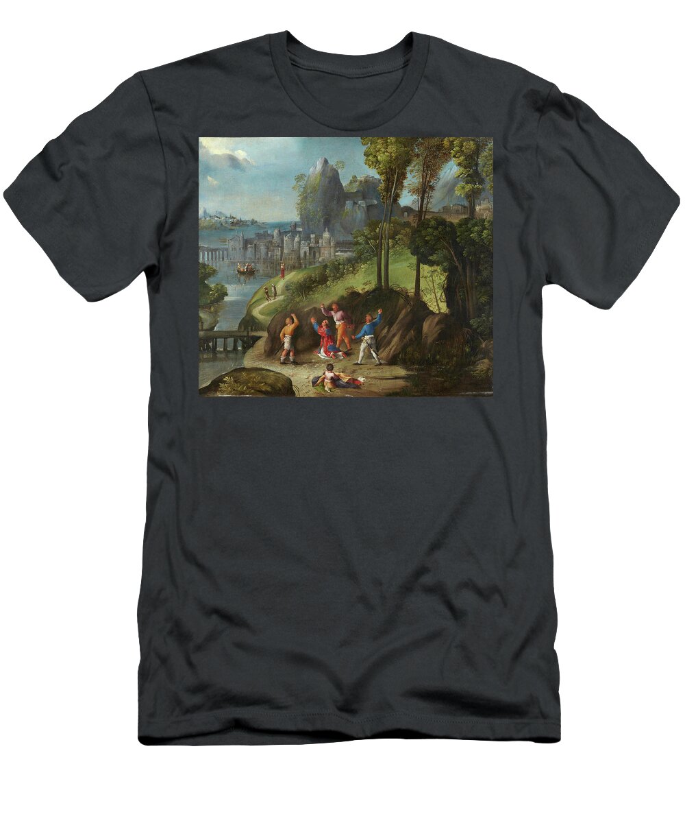 Canvas T-Shirt featuring the painting Dosso and Battista Dossi -Ferrara -?-, 1490-Ferrara, 1541/42, and Ferrara -?-, 1490/95-Ferrara, 1... by Dosso and Battista Dossi