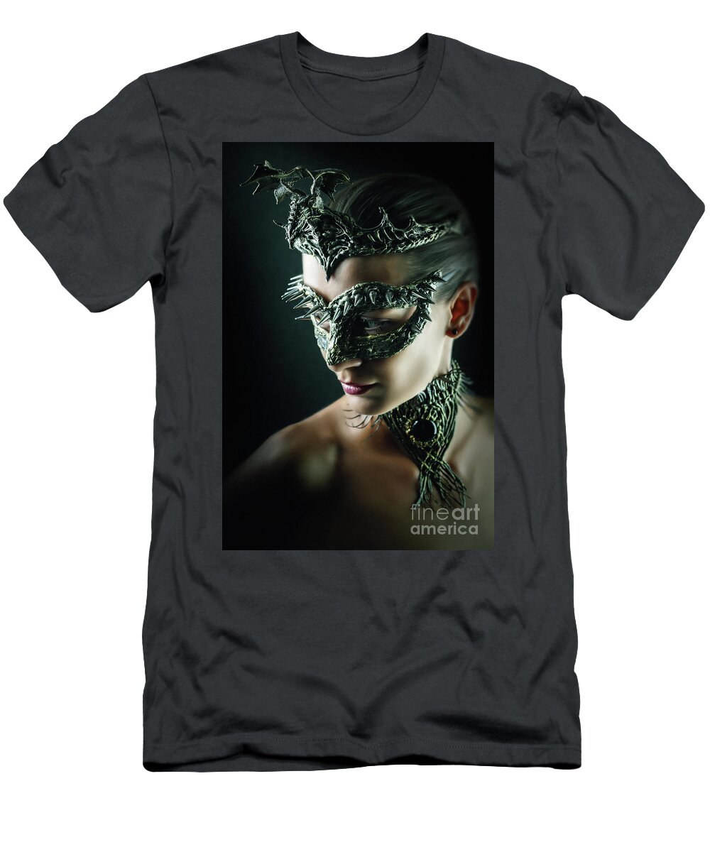 Amazing Mask T-Shirt featuring the photograph Dragon Queen Vintage eye mask by Dimitar Hristov