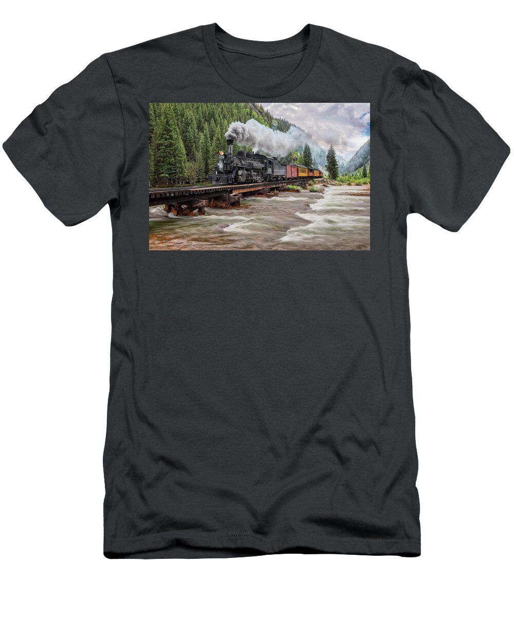 Durango T-Shirt featuring the photograph Durango Silverton Train 476 by Angela Moyer
