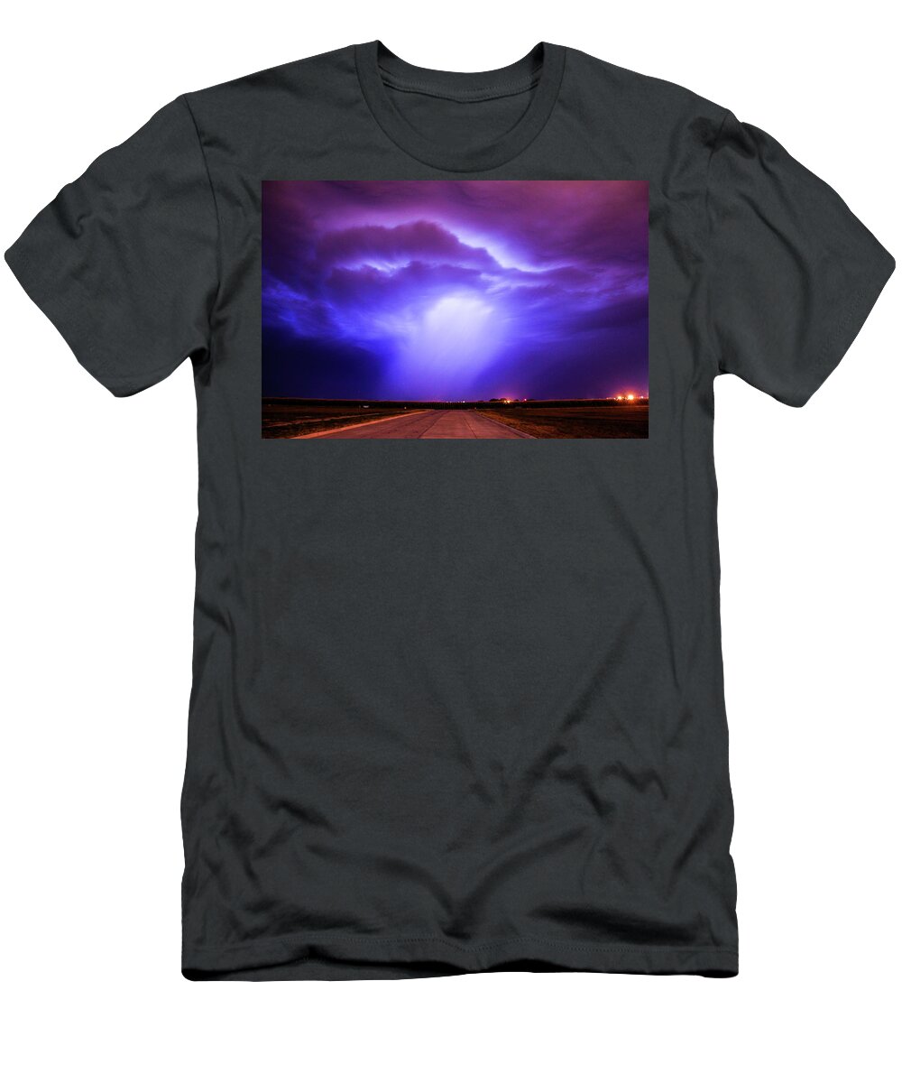 Nebraskasc T-Shirt featuring the photograph Dying Late Night Supercell 002 by NebraskaSC