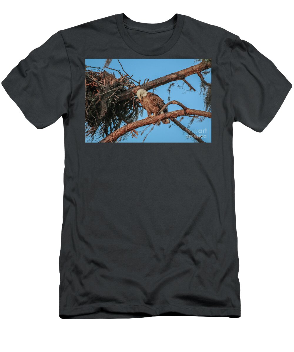 Eagle T-Shirt featuring the photograph Eagle with Bowed Head by Tom Claud