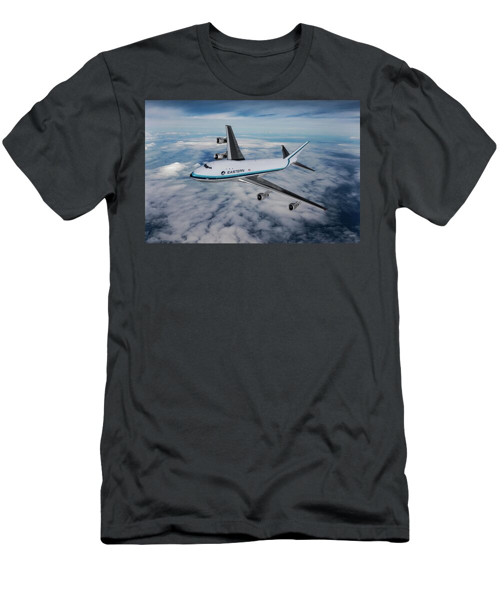 Eastern Airlines T-Shirt featuring the digital art Eastern Airlines Boeing 747-121 by Erik Simonsen