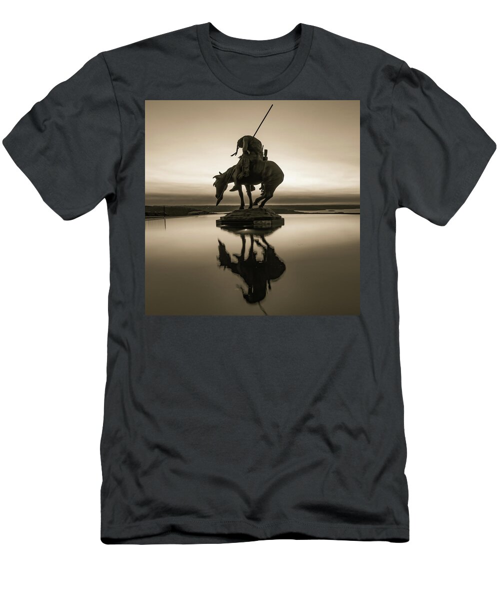 America T-Shirt featuring the photograph End of the Trail at Top of the Rock - Sepia II by Gregory Ballos