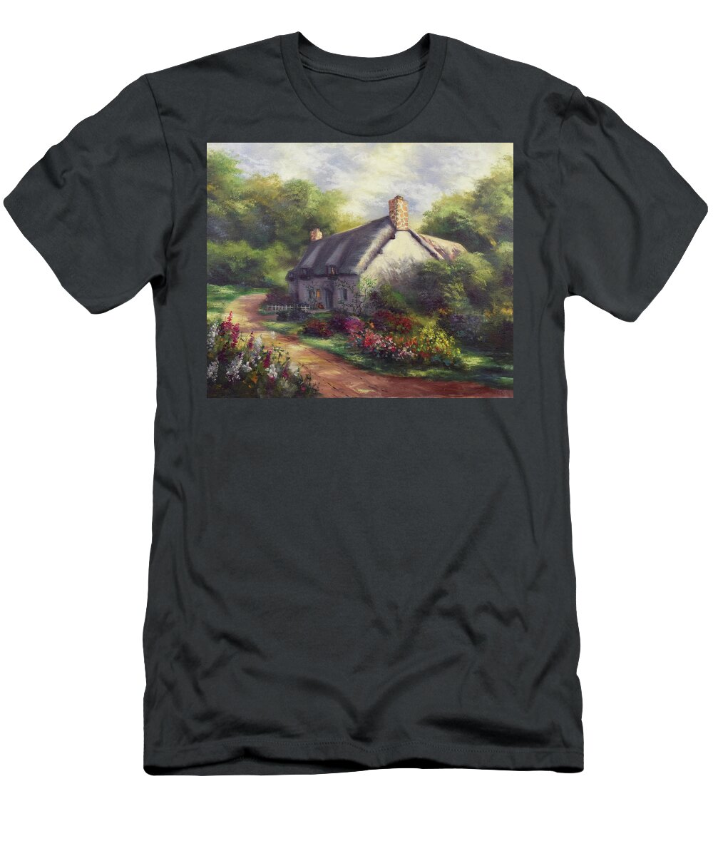 European Cottage T-Shirt featuring the painting European Cottage III by Lynne Pittard