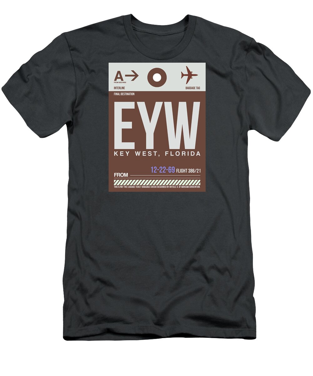 Key West T-Shirt featuring the digital art EYW Key West Luggage Tag II by Naxart Studio