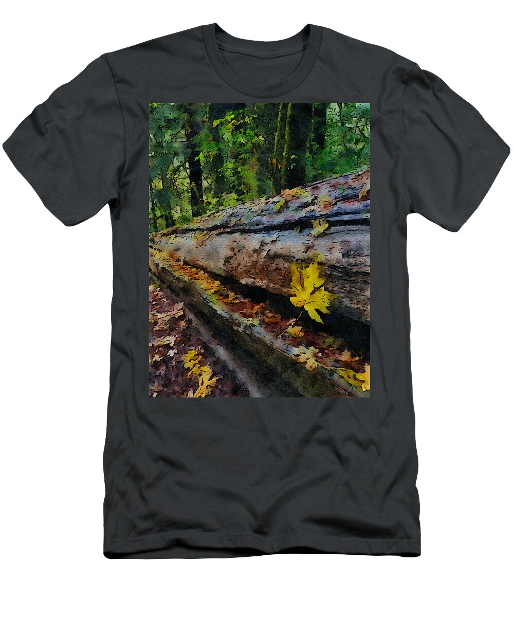 Fallen Tree T-Shirt featuring the mixed media Fallen Tree by Bonnie Bruno