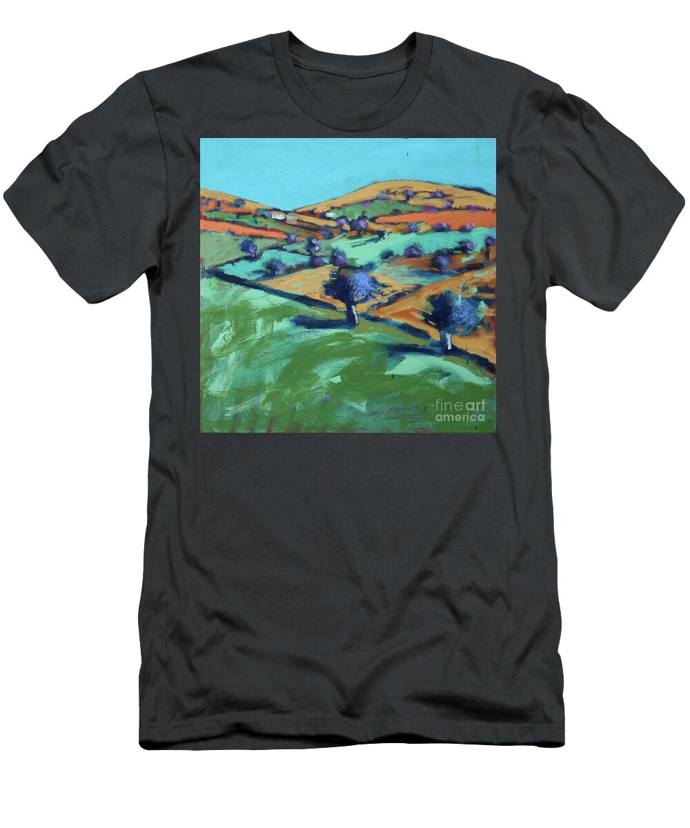 Coast T-Shirt featuring the painting Farm Cornwall by Paul Powis