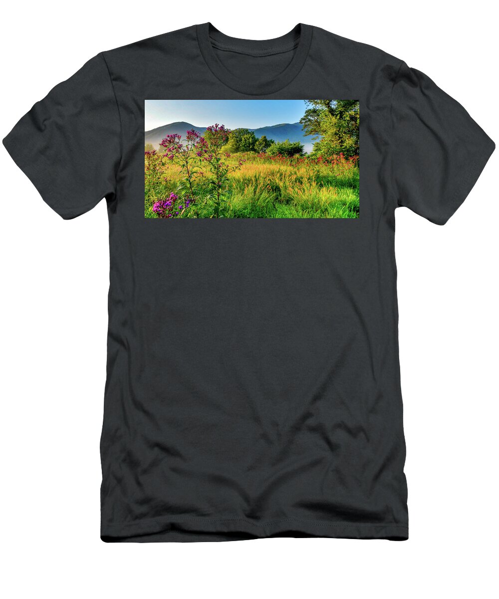 Cades Cove T-Shirt featuring the photograph Field Flowers of Late Summer by Marcy Wielfaert