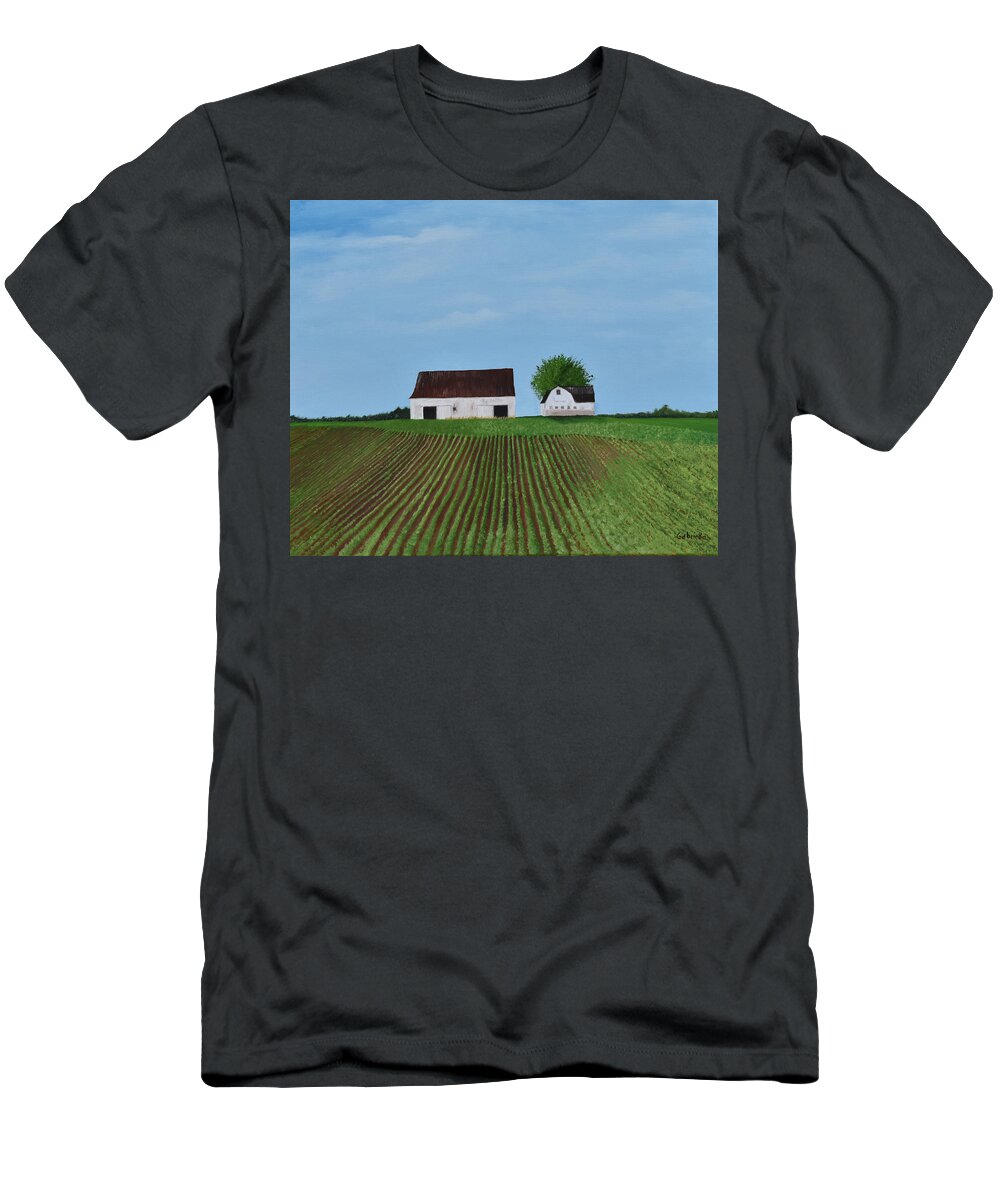 Landscape T-Shirt featuring the painting Fields by Gabrielle Munoz