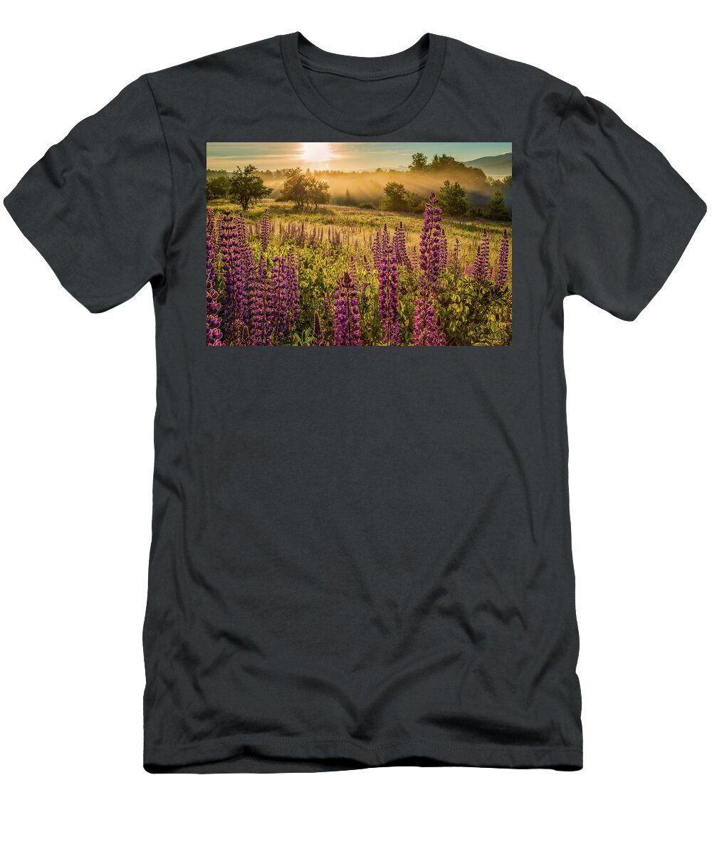 Amazing New England Artworks T-Shirt featuring the photograph Fields Of Lupine by Jeff Sinon
