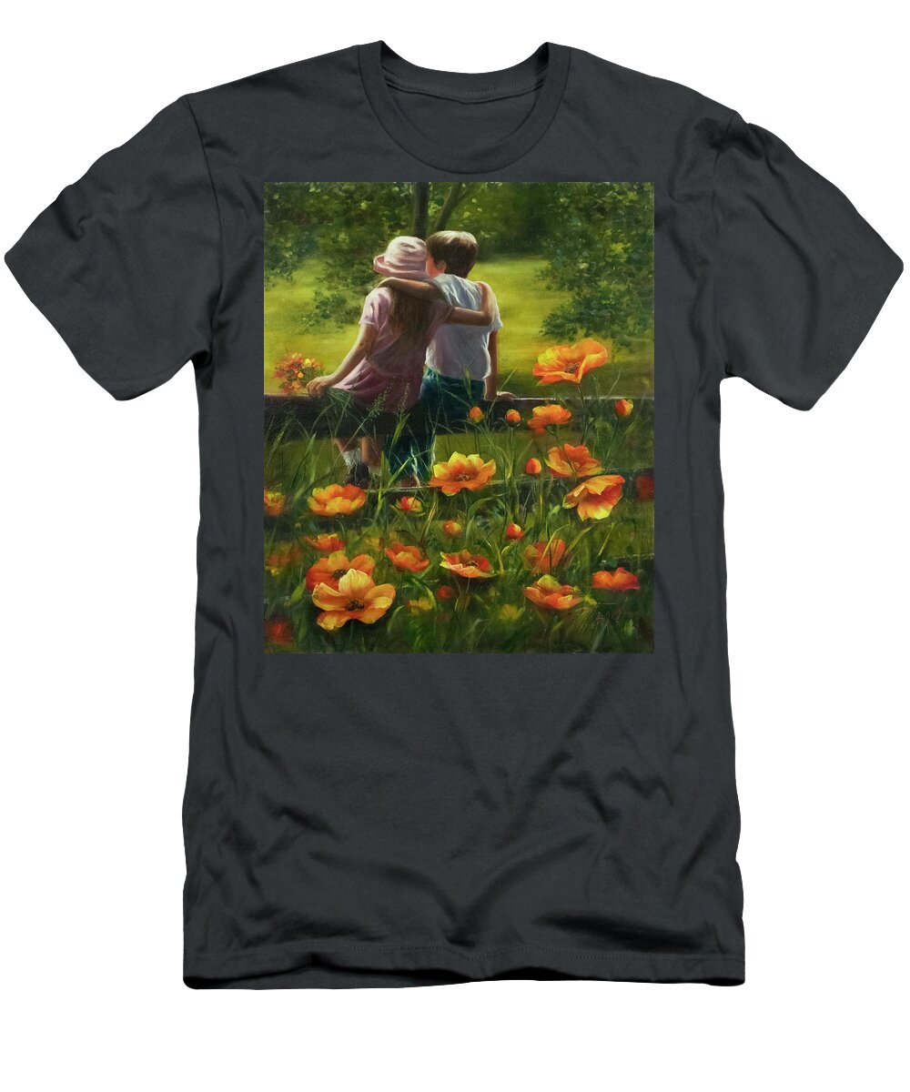 Children T-Shirt featuring the painting First Love by Lynne Pittard