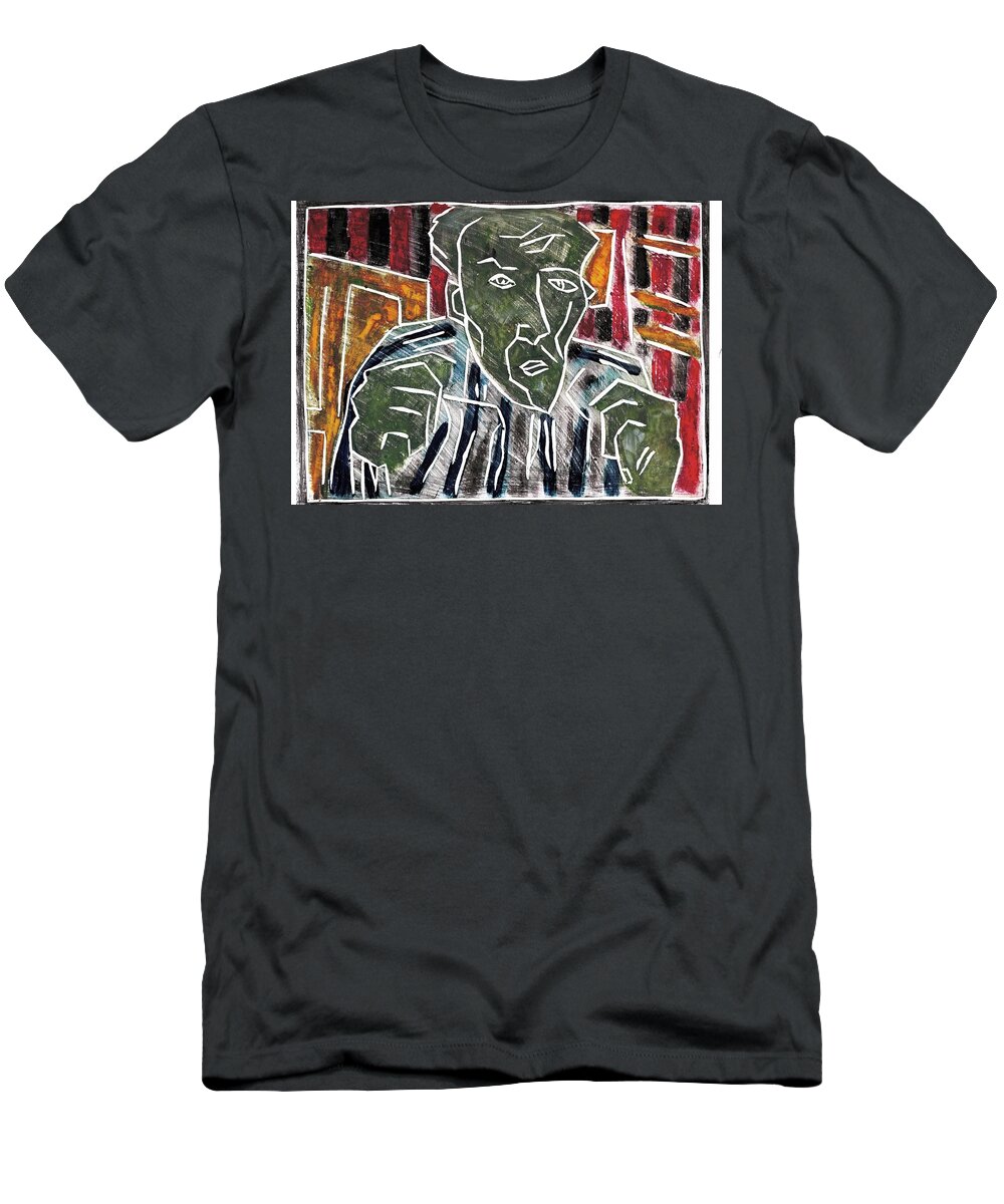 Face T-Shirt featuring the relief Fists Portrait 4 by Edgeworth Johnstone