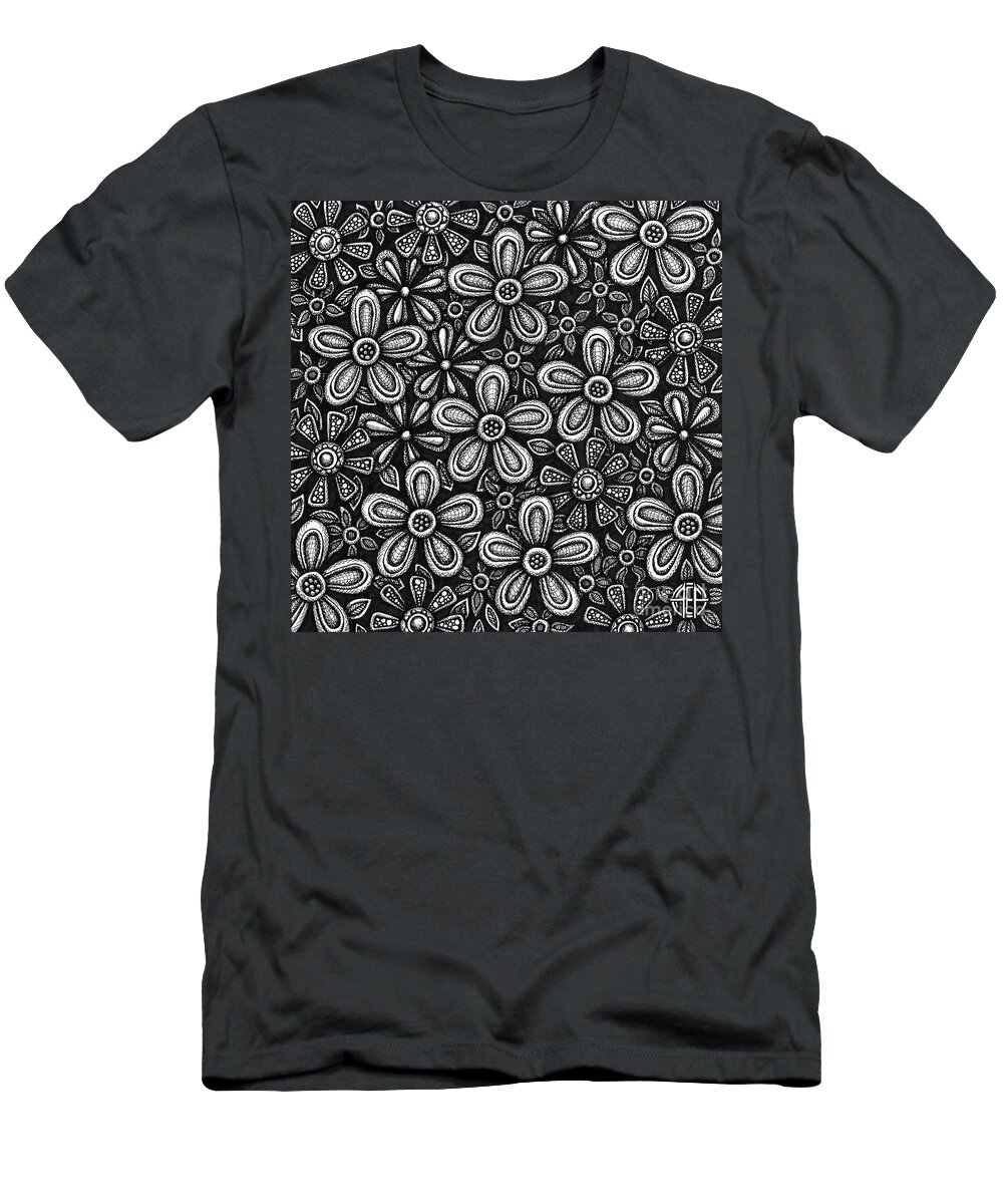 Pen And Ink T-Shirt featuring the drawing Floriated Ink 2 by Amy E Fraser