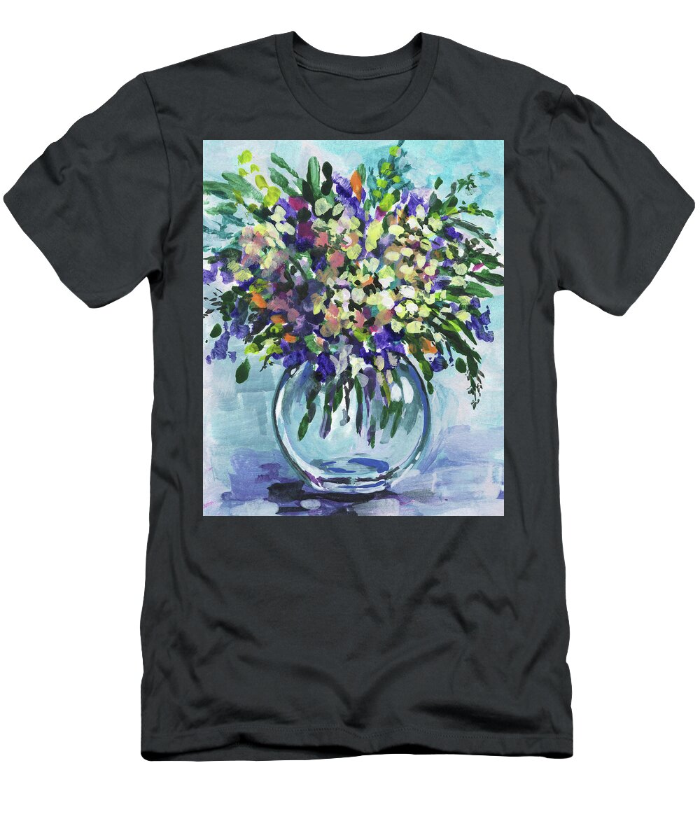 Cool T-Shirt featuring the painting Flowers Bouquet Wildflowers Blast Floral Impressionism by Irina Sztukowski