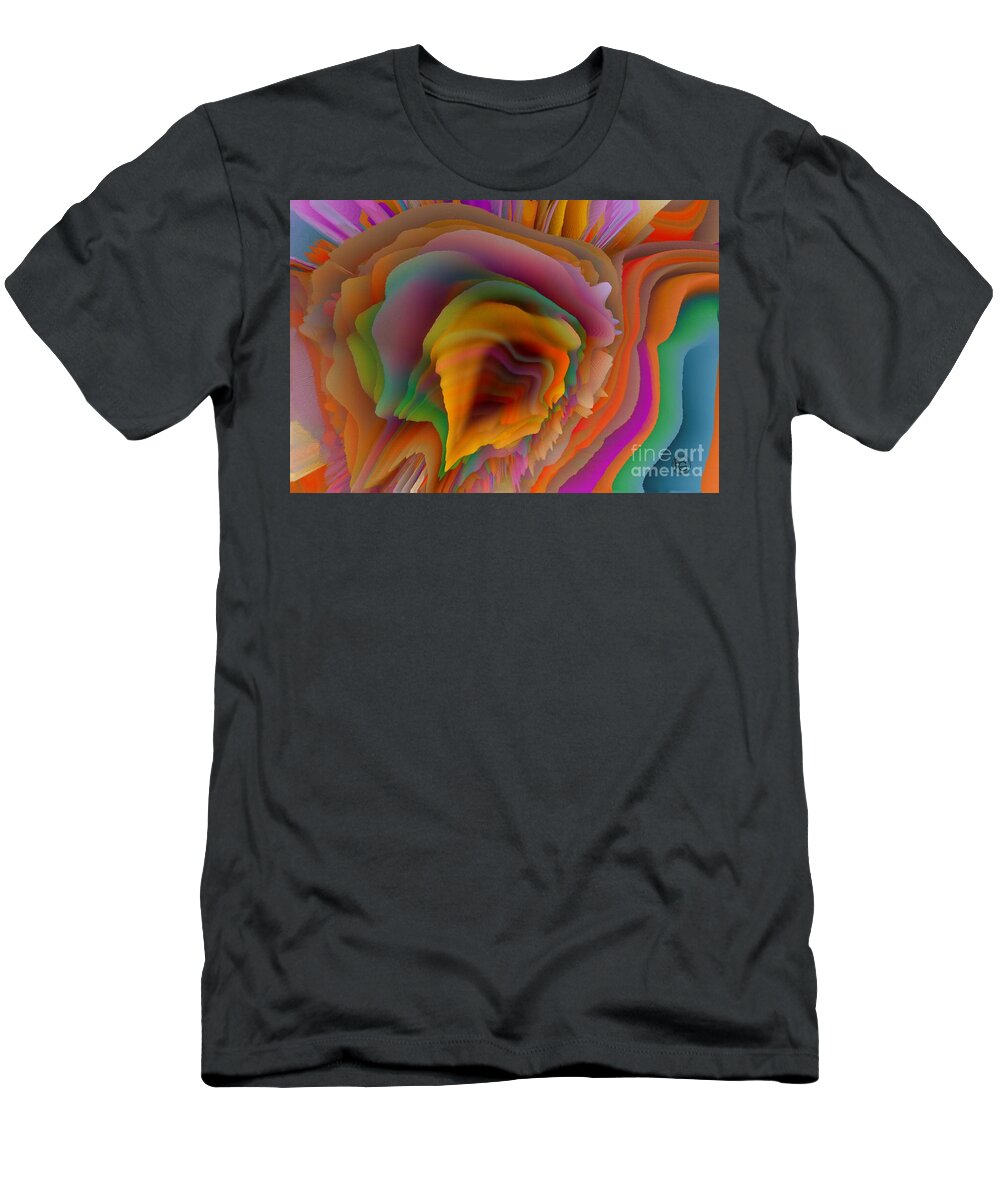 Day Of Observance T-Shirt featuring the mixed media A Flower In Rainbow Colors Or A Rainbow In The Shape Of A Flower 9 by Elena Gantchikova