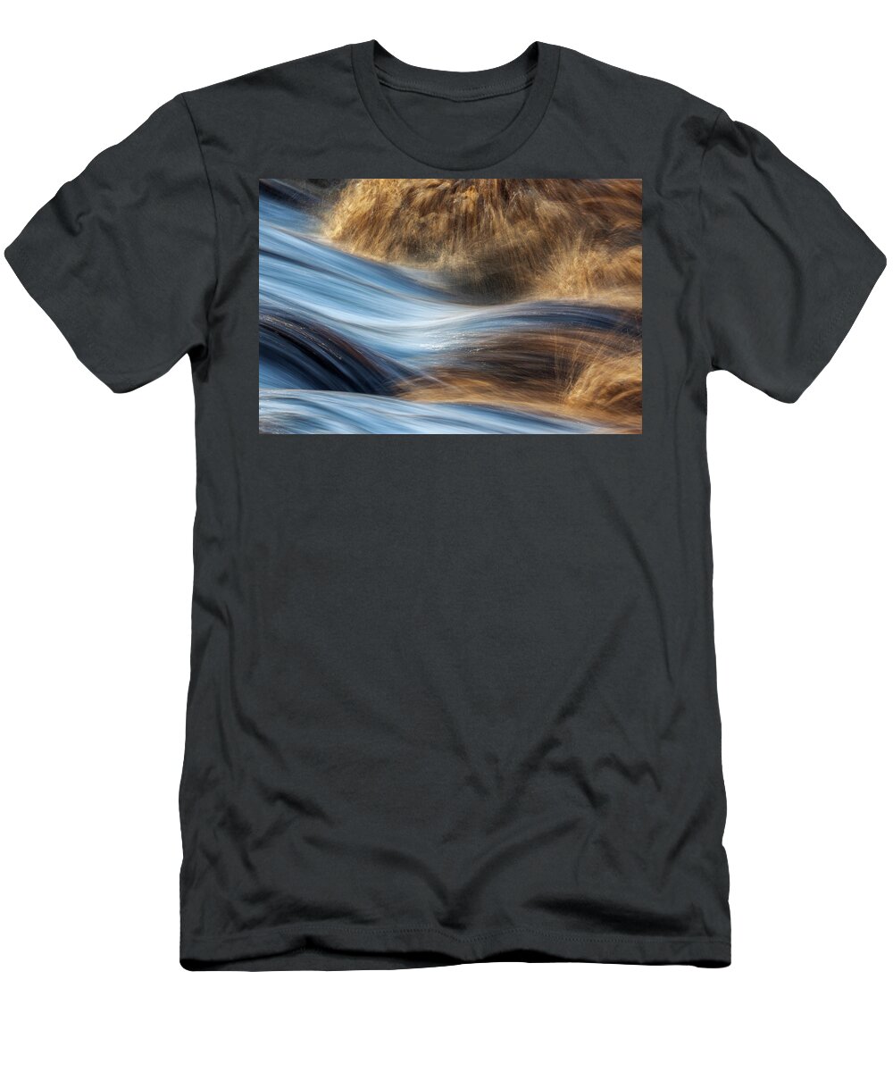Heike Odermatt T-Shirt featuring the photograph Flowing River Abstract by Heike Odermatt