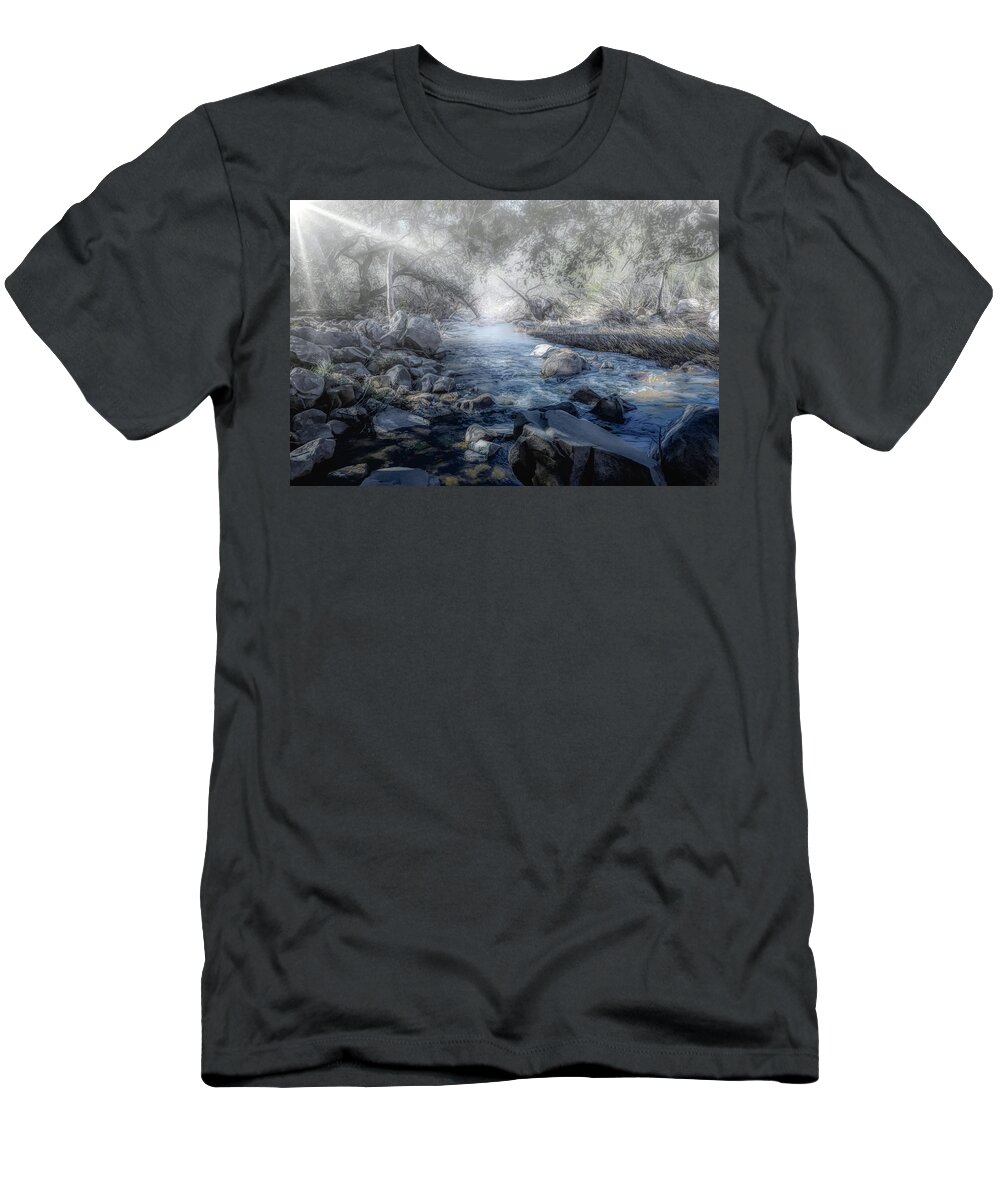 Creek T-Shirt featuring the photograph Foggy Creek 2 by Alison Frank