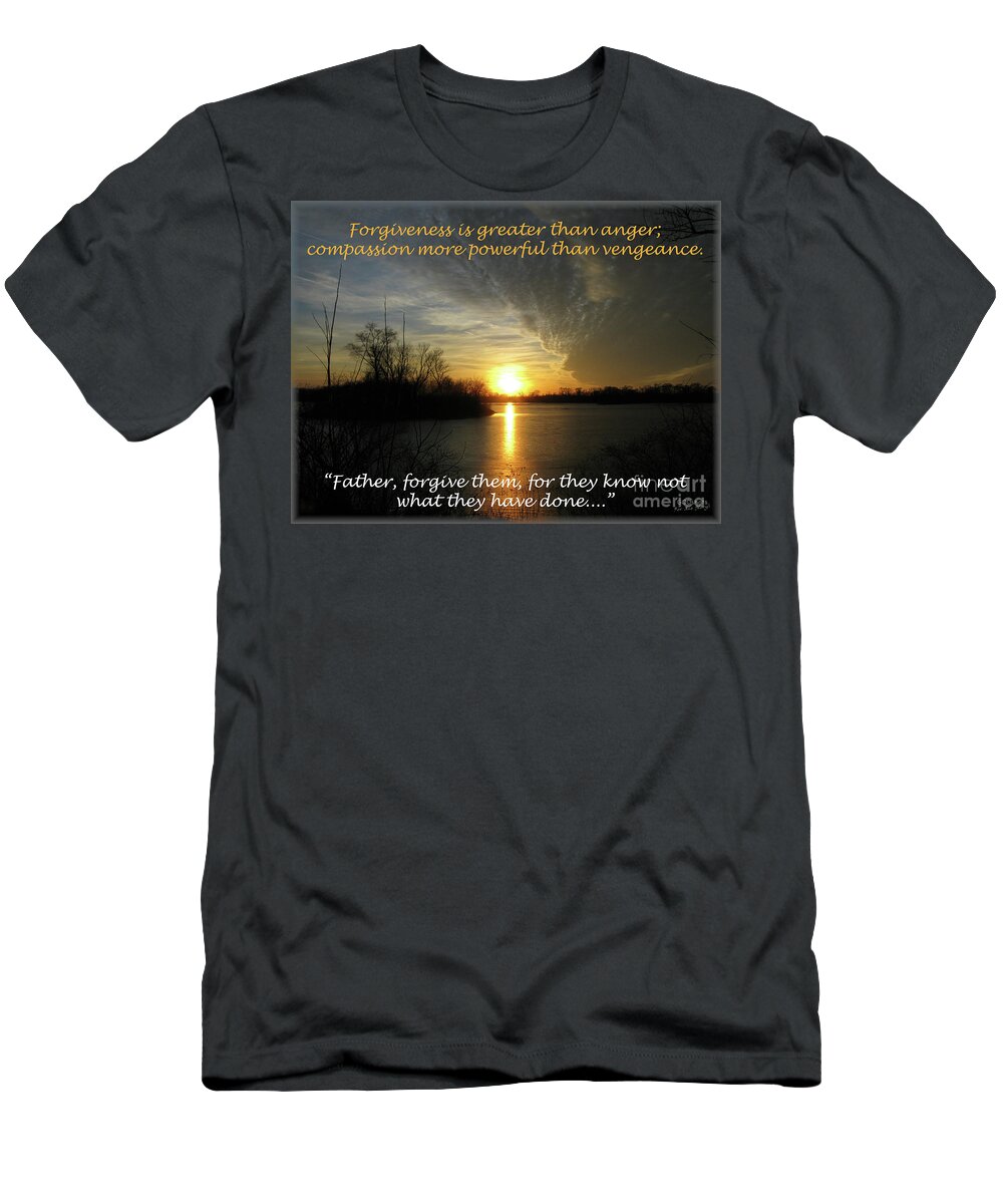  T-Shirt featuring the mixed media Forgive by Lori Tondini