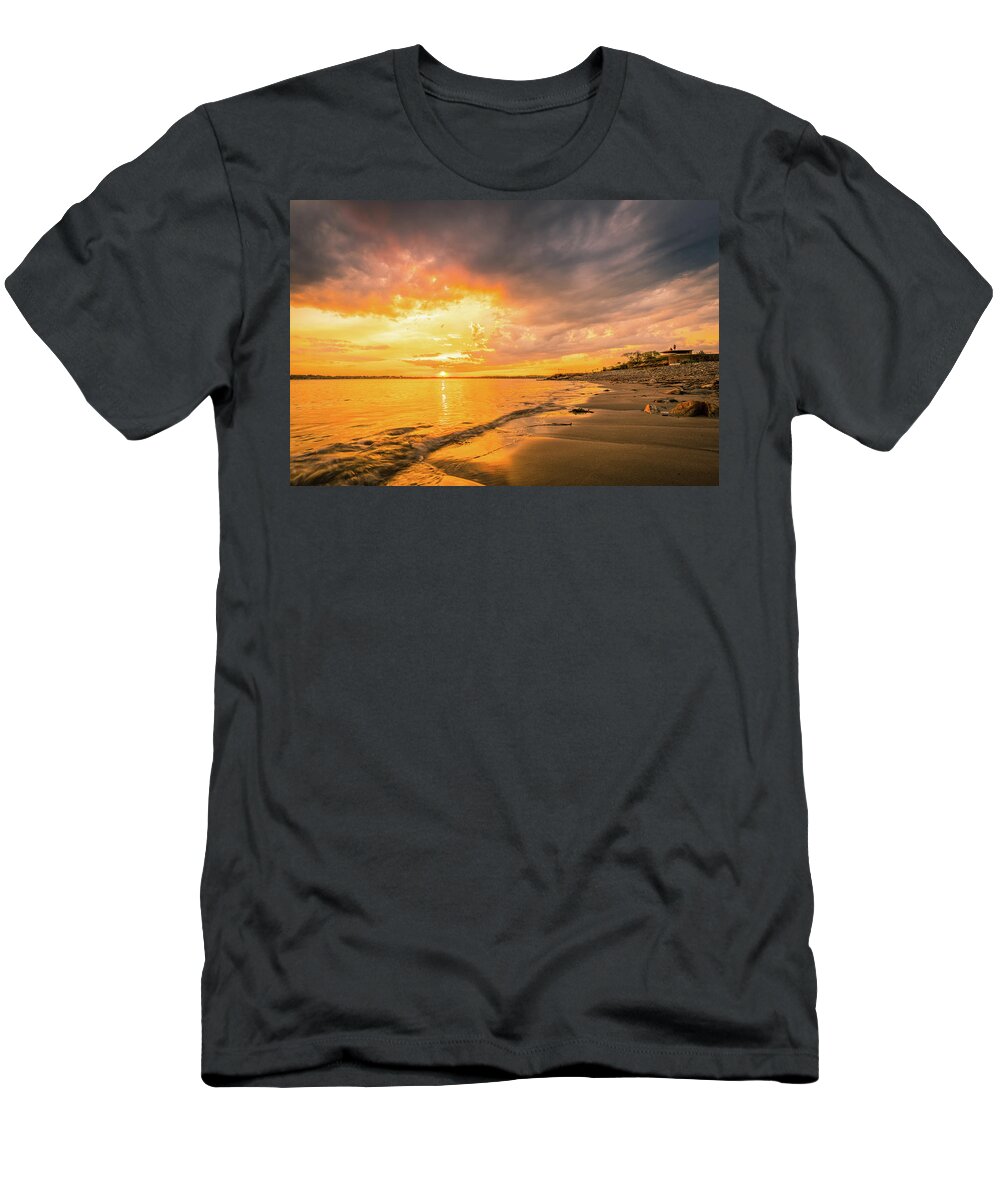Bunker T-Shirt featuring the photograph Fort Foster Sunset Watchers Club by Jeff Sinon