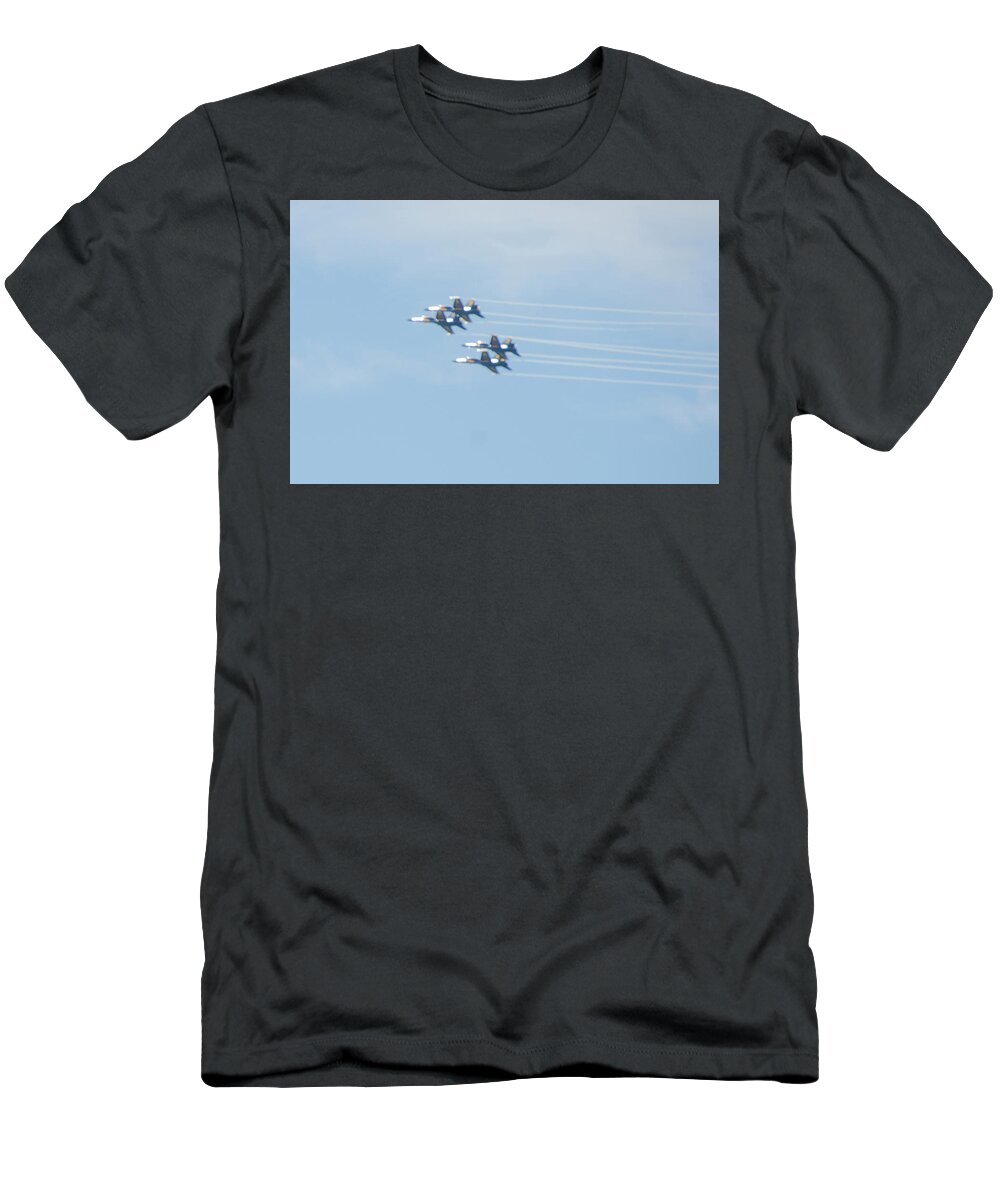 Four T-Shirt featuring the photograph Four Blue Angels by Bill Cannon