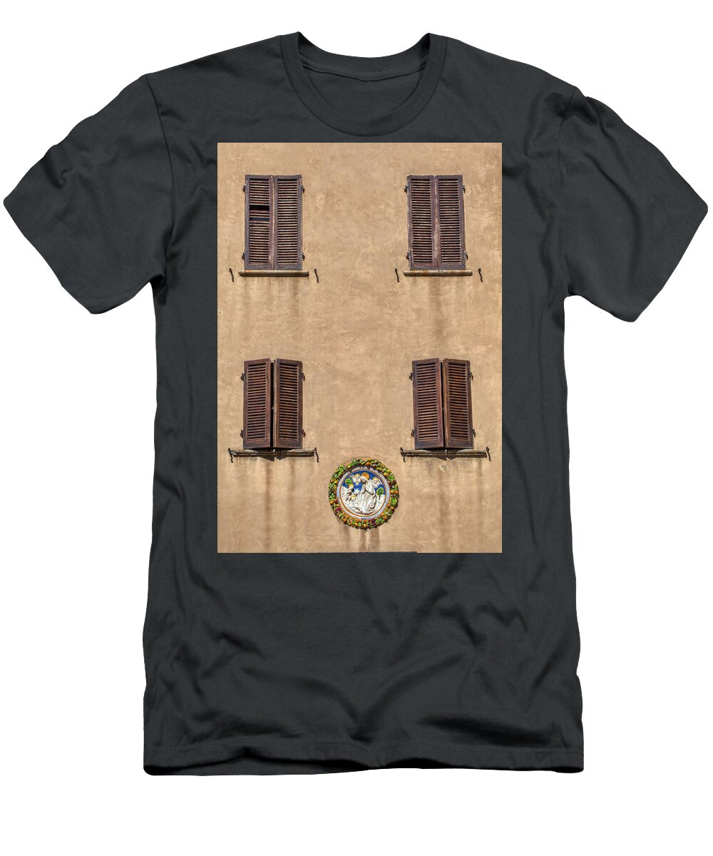 Florence T-Shirt featuring the photograph Four Windows of Florence by David Letts