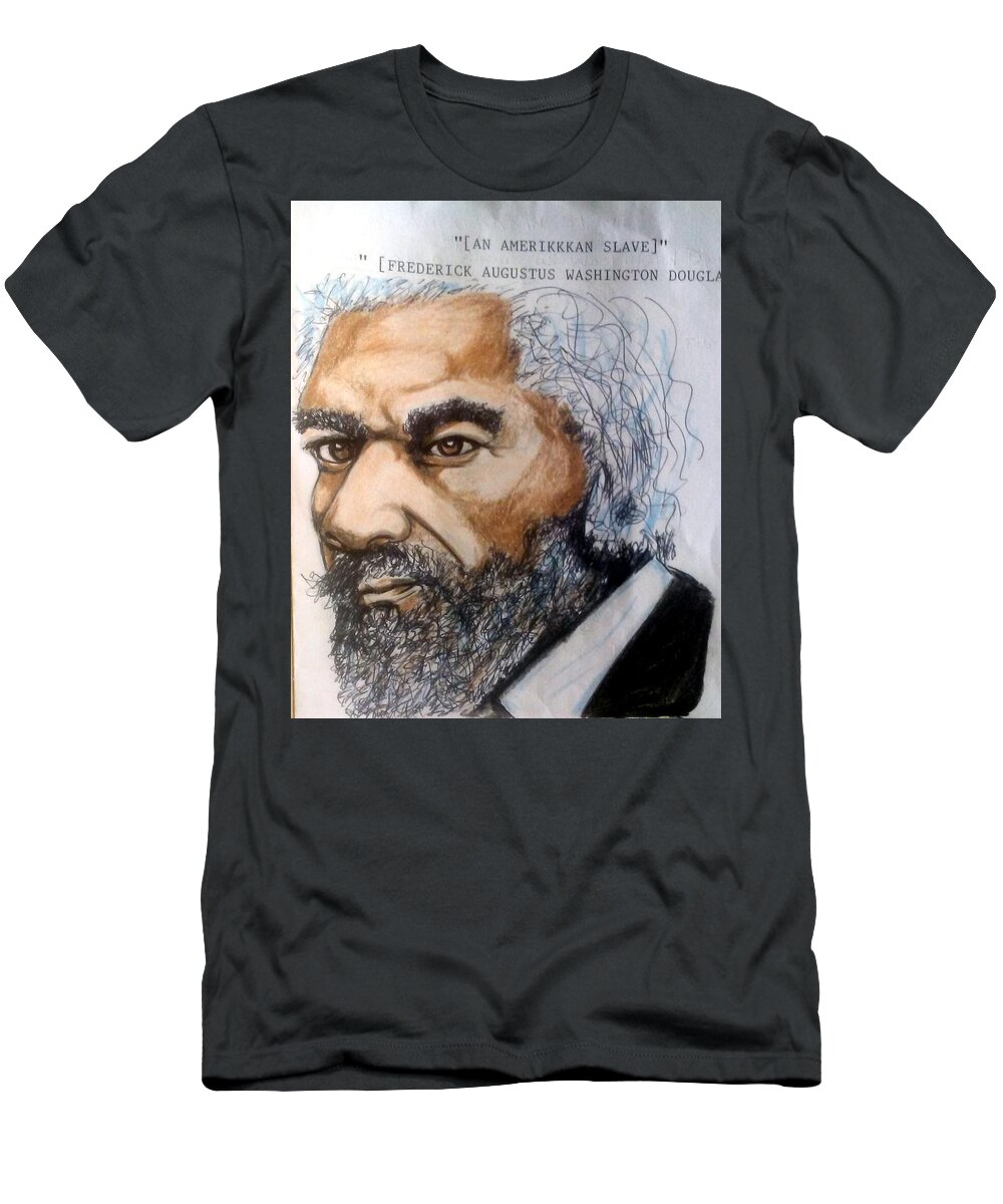 Blak Art T-Shirt featuring the drawing Frederick Douglass by Joedee