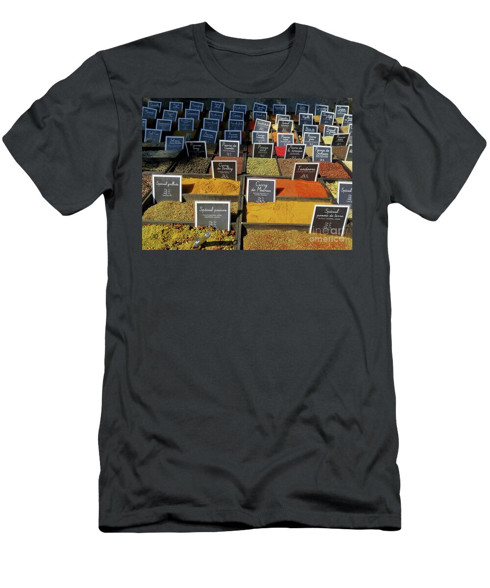 Eze France T-Shirt featuring the photograph French Spice Market by Terri Brewster