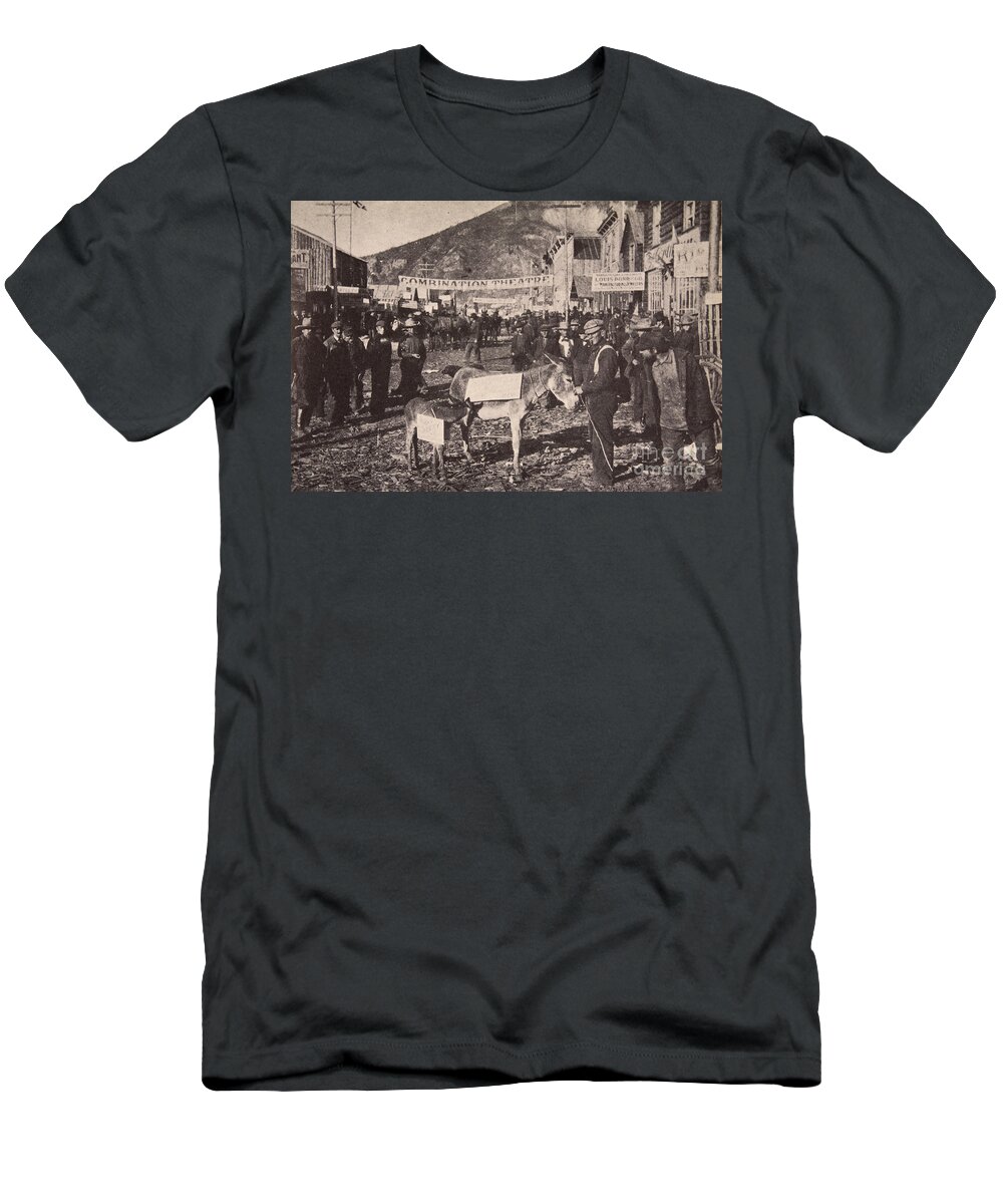 Donkey T-Shirt featuring the photograph Front Street, Dawson, C.1898 by American Photographer