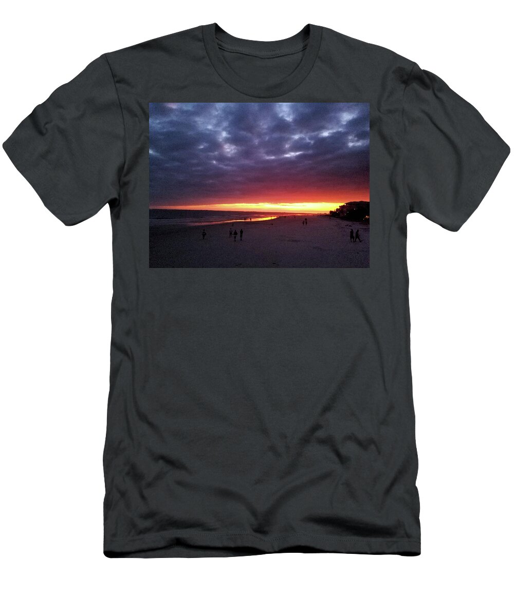 Beach T-Shirt featuring the photograph Ft. Myers Beach Sunset by Karen Stansberry