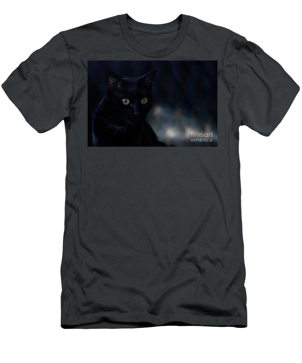 Black Cat Photograph T-Shirt featuring the photograph Gabriel by Irina ArchAngelSkaya