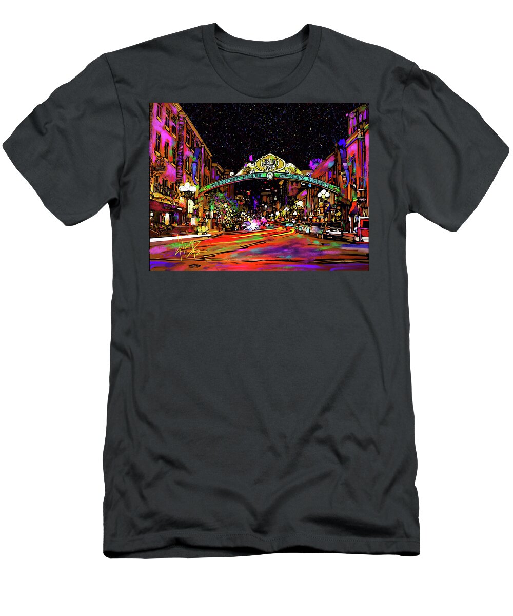  Gaslamp Quarter T-Shirt featuring the painting Gaslamp, San Diego by DC Langer