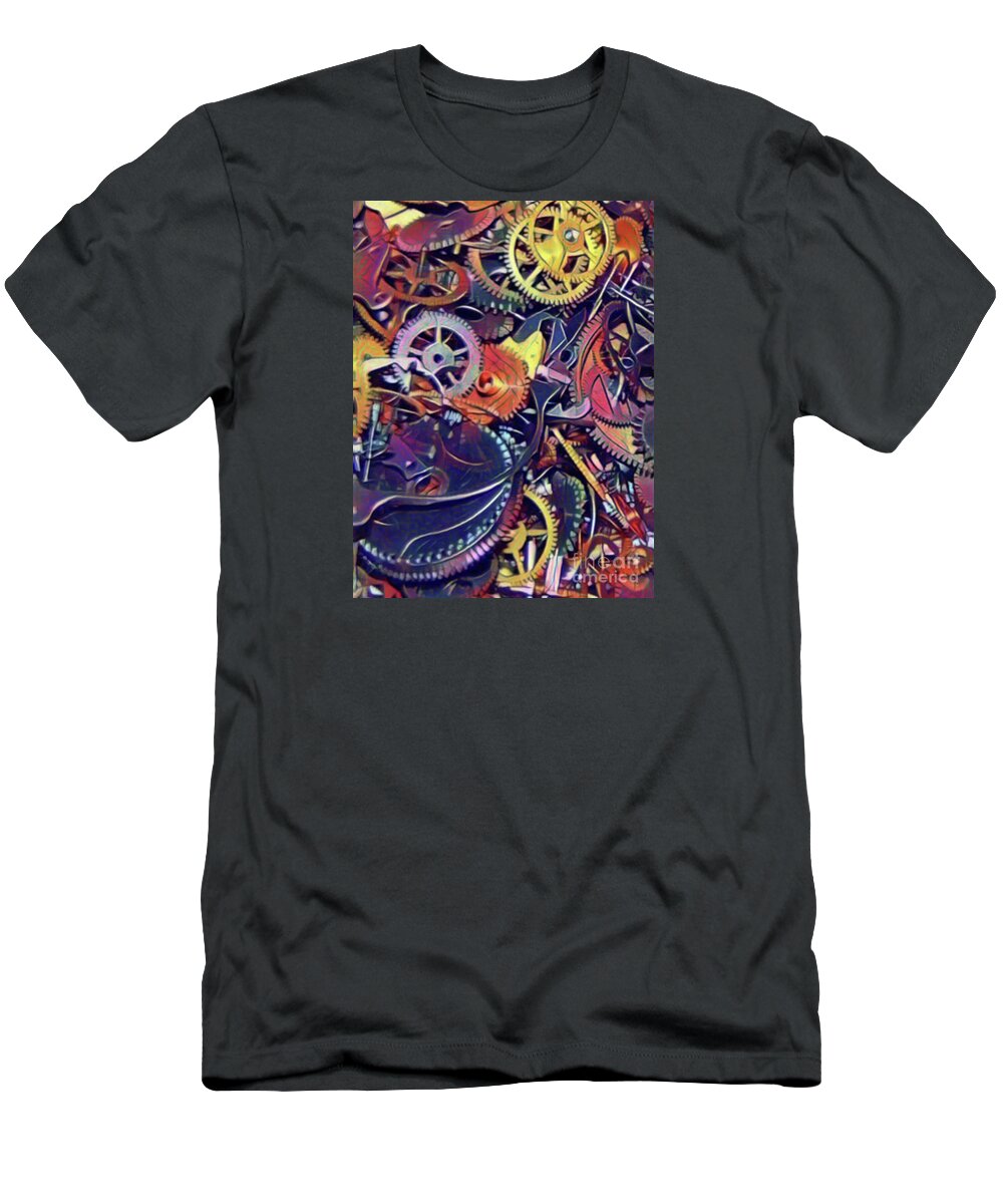 Watch T-Shirt featuring the digital art Gears of Time II by Jackie MacNair