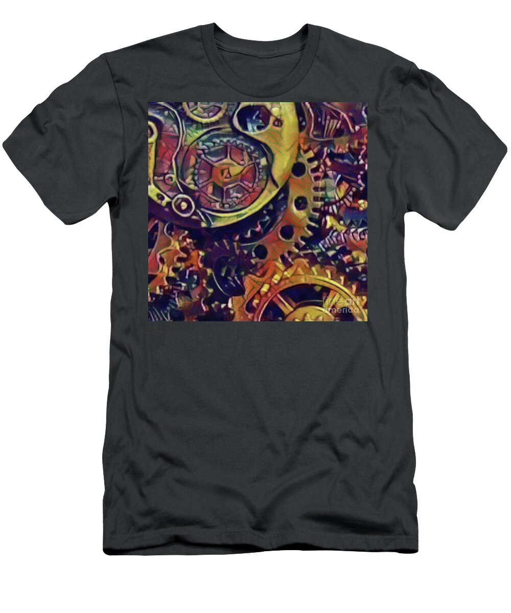 Gears T-Shirt featuring the digital art Gears of Time by Jackie MacNair