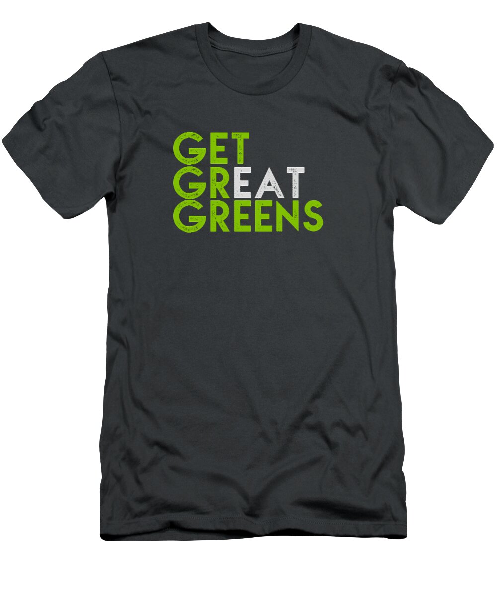  T-Shirt featuring the drawing Get Great Greens - green and gray by Charlie Szoradi
