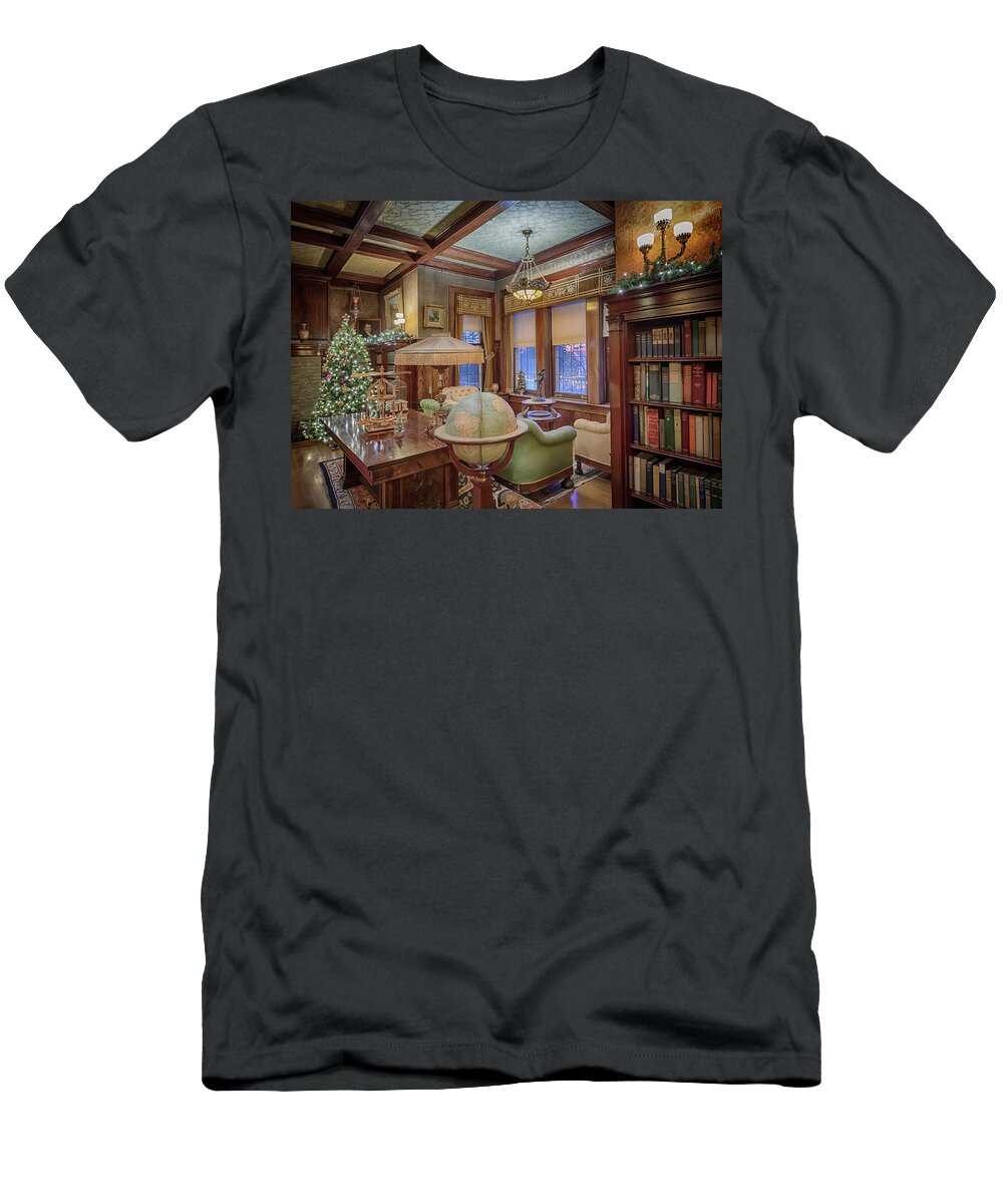 Glensheen T-Shirt featuring the photograph Glensheen Library #1 by Susan Rissi Tregoning
