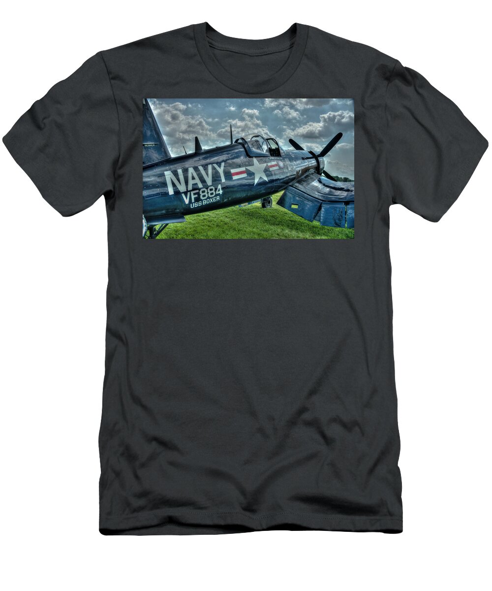 Plane T-Shirt featuring the photograph Go NAVY by Laura Hedien