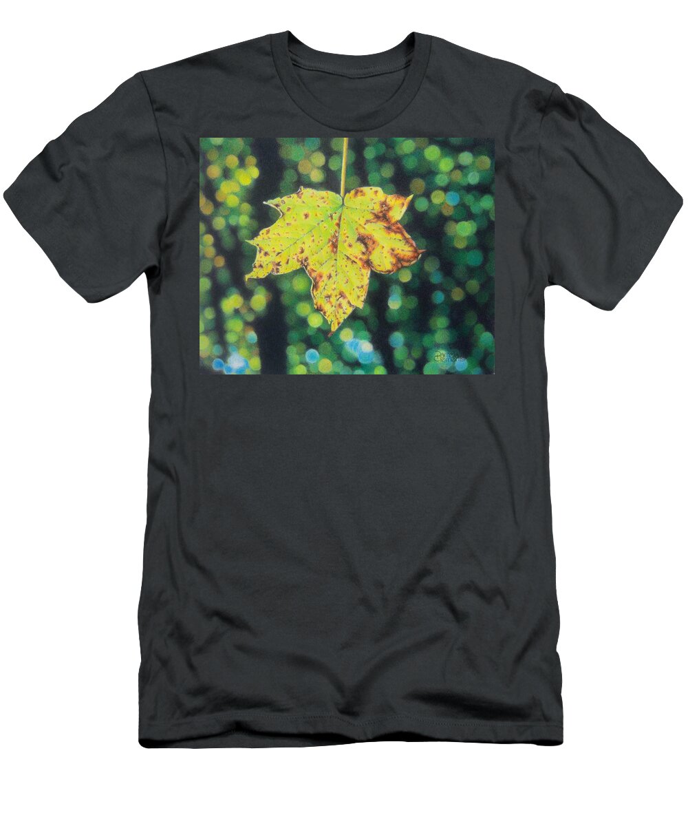 Fall T-Shirt featuring the drawing Gold Leaf by Pamela Clements