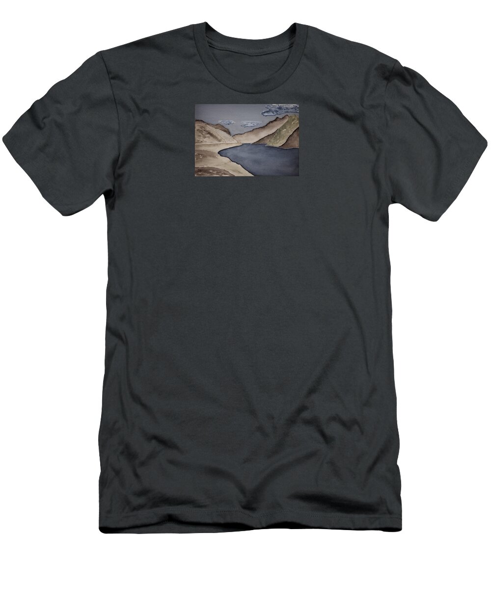 Watercolor T-Shirt featuring the painting Gray Land Lore by John Klobucher