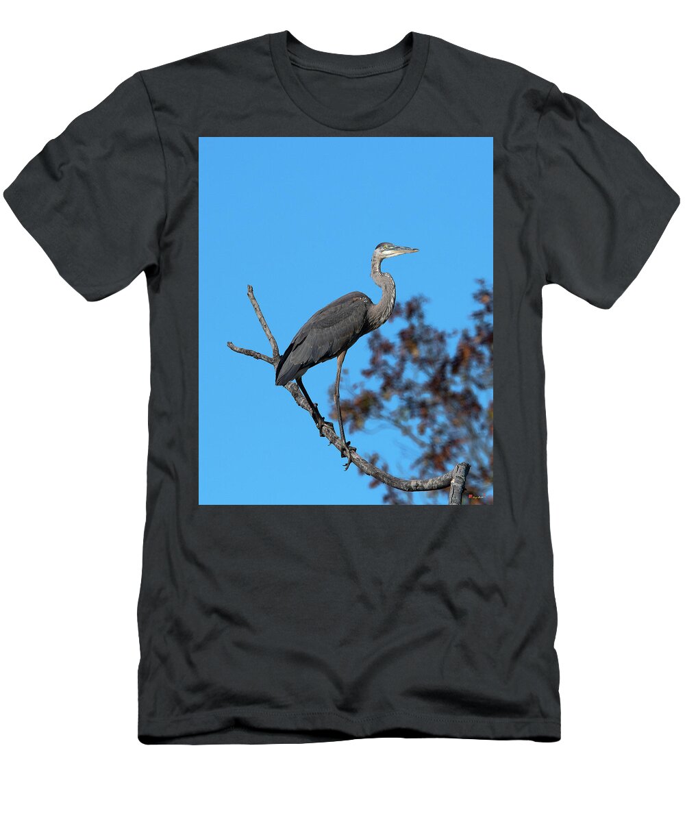 Nature T-Shirt featuring the photograph Great Blue Heron in a Tree DMSB0210 by Gerry Gantt