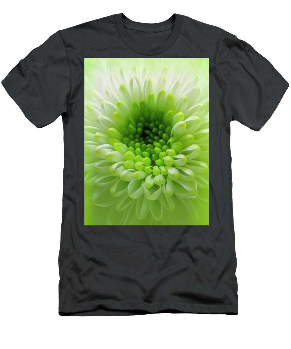 Flower T-Shirt featuring the photograph Green Beauty Opening Up by Johanna Hurmerinta