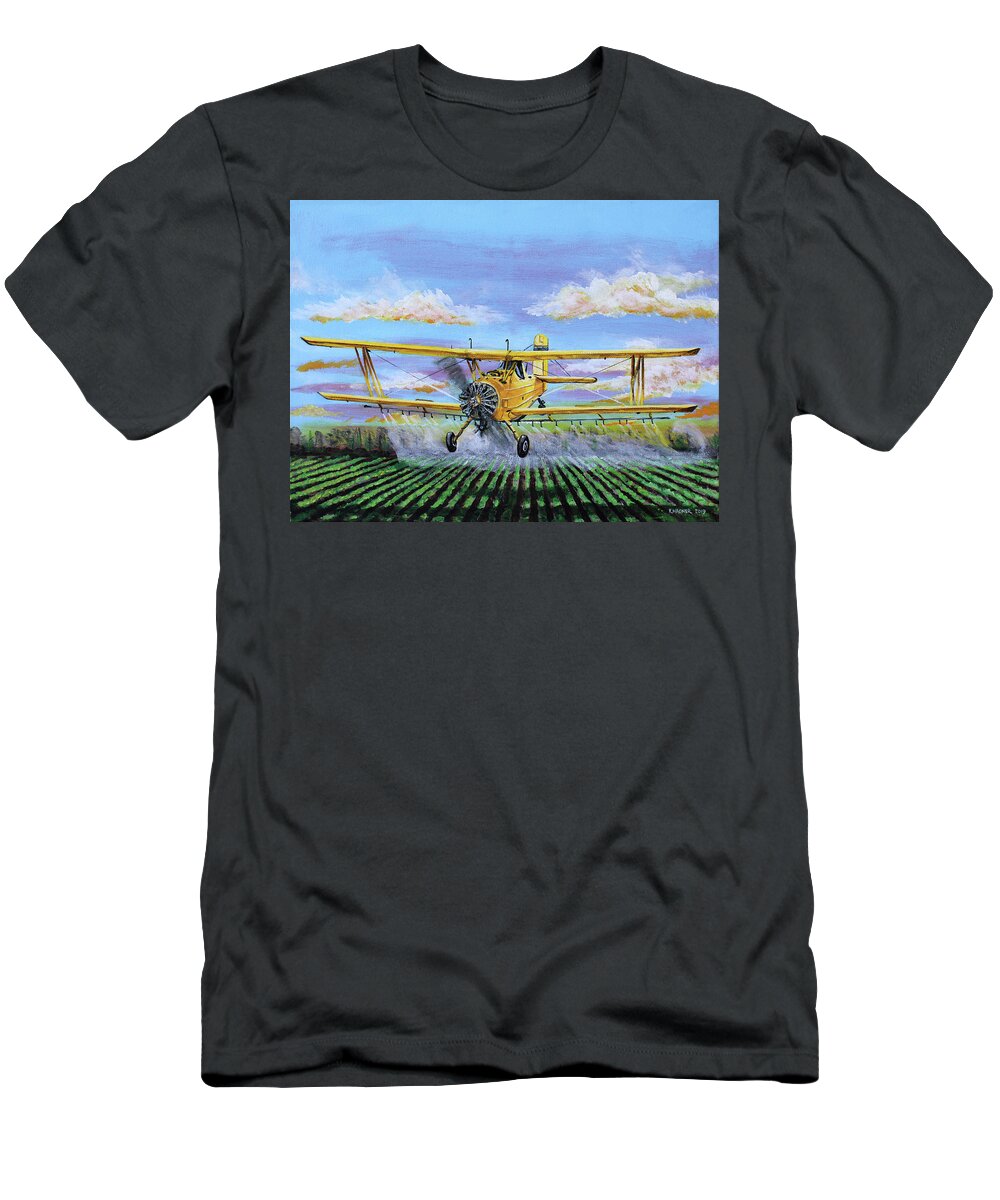 Ag Cat T-Shirt featuring the painting Grumman Ag Cat by Karl Wagner