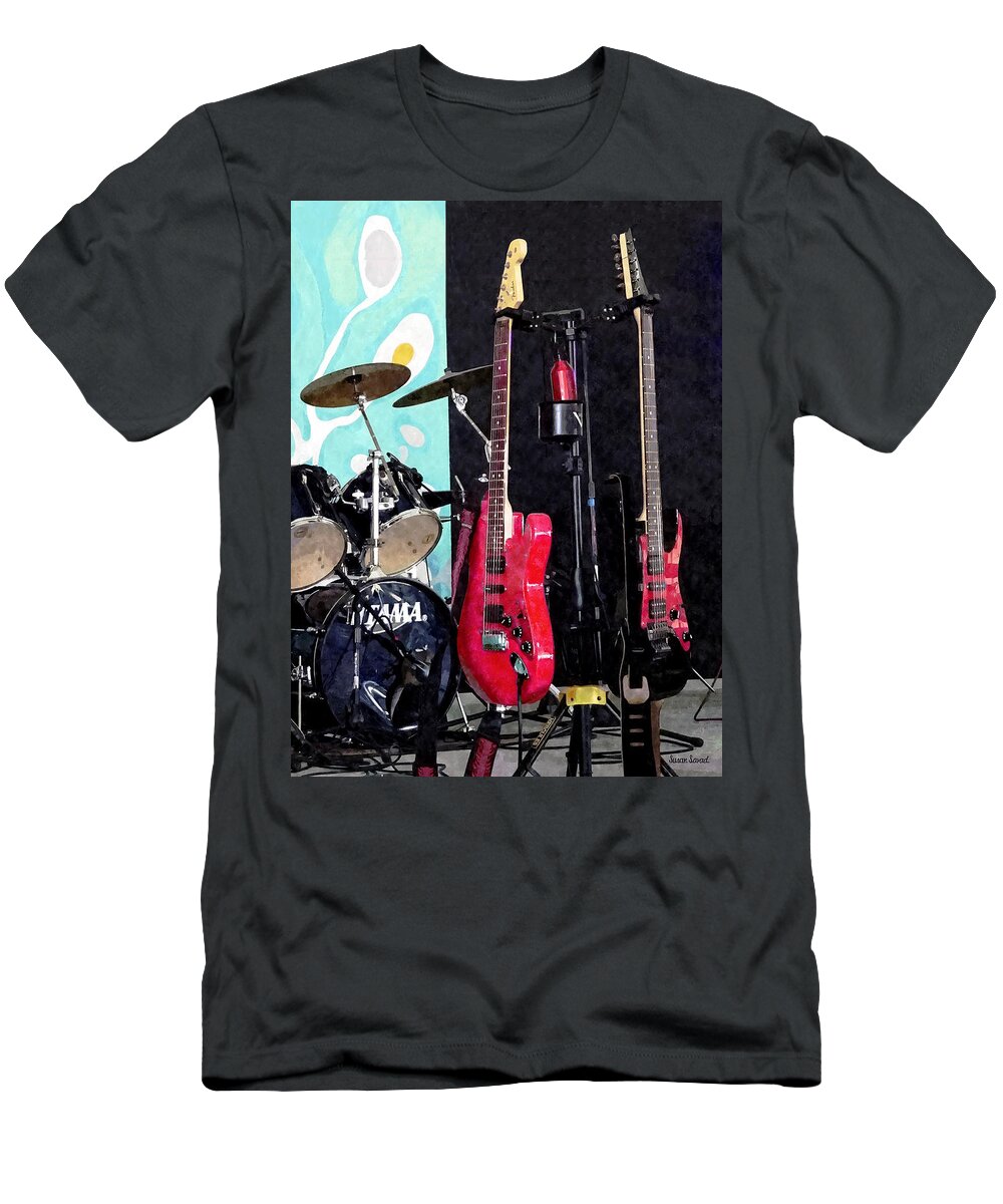 Guitars T-Shirt featuring the photograph Guitars and Drum Set by Susan Savad
