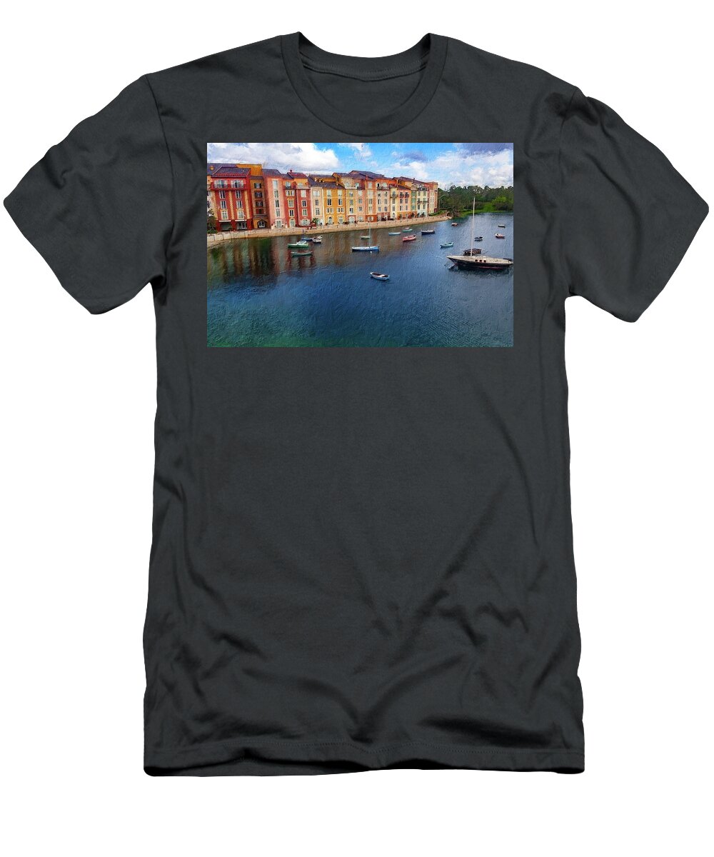 Harbor T-Shirt featuring the photograph Loews Portofino Bay Hotel at Universal Orlando 02 by Carlos Diaz