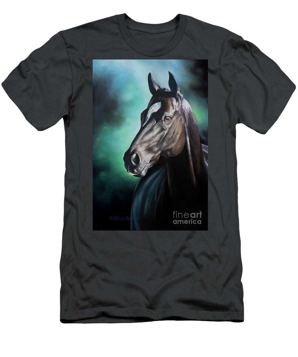 Black Horse T-Shirt featuring the pastel Havanah Goodtime by Joni Beinborn