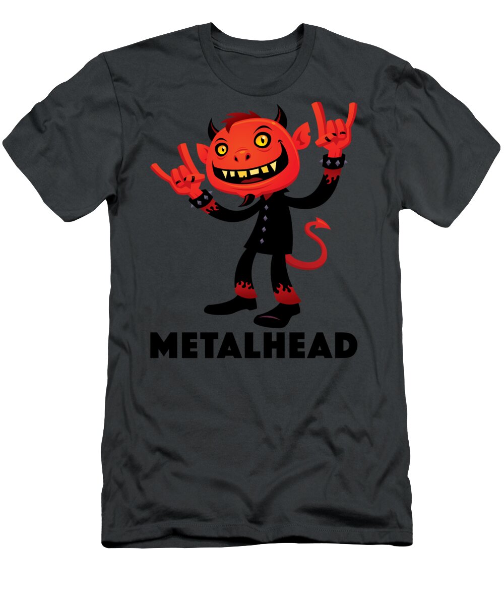 Band T-Shirt featuring the digital art Heavy Metal Devil Metalhead by John Schwegel