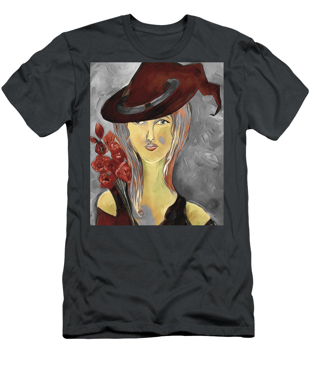 Cute T-Shirt featuring the digital art Her Hat Becomes Her Painting by Lisa Kaiser