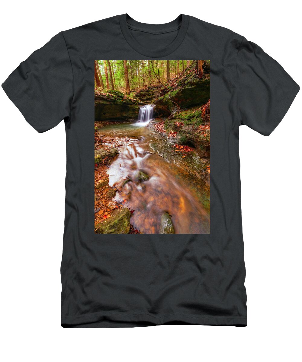 Waterfall T-Shirt featuring the photograph Hideaway Falls by Arthur Oleary