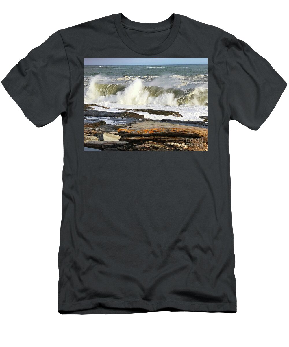 Winter T-Shirt featuring the painting High Surf Warning by Jeanette French