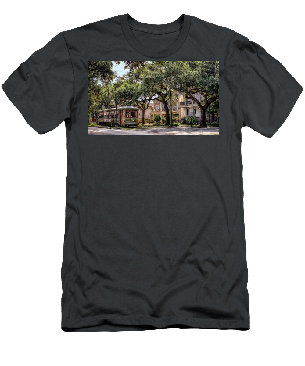 Garden District T-Shirt featuring the photograph Historic St. Charles Streetcar by Susan Rissi Tregoning