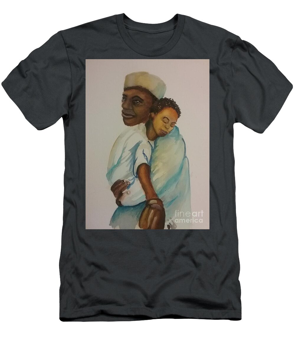 Khufu T-Shirt featuring the painting Holding a Sleeping Prince by Saundra Johnson